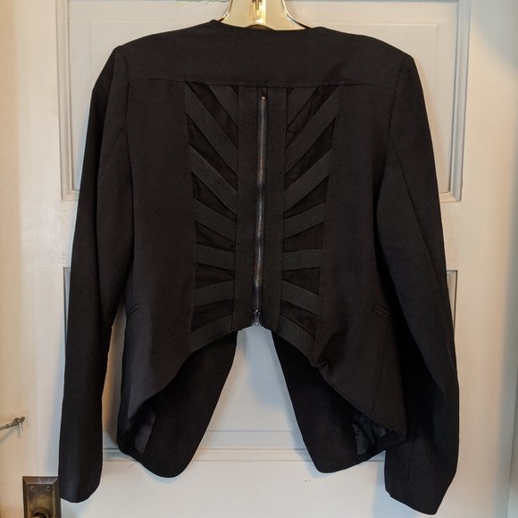 Mesh Sheer Blazer w/ Button Front - Picture 2 of 7